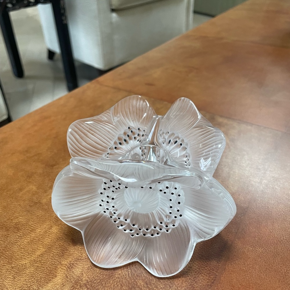 Vintage Lalique anemone candle holder